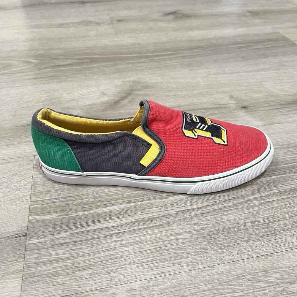 Polo Ralph Lauren P Patch Slip On Sneakers Mens Size 6 Colorblock Canvas Shoes